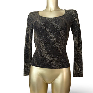 Black golden strass tight fit long sleeves top (S/M)