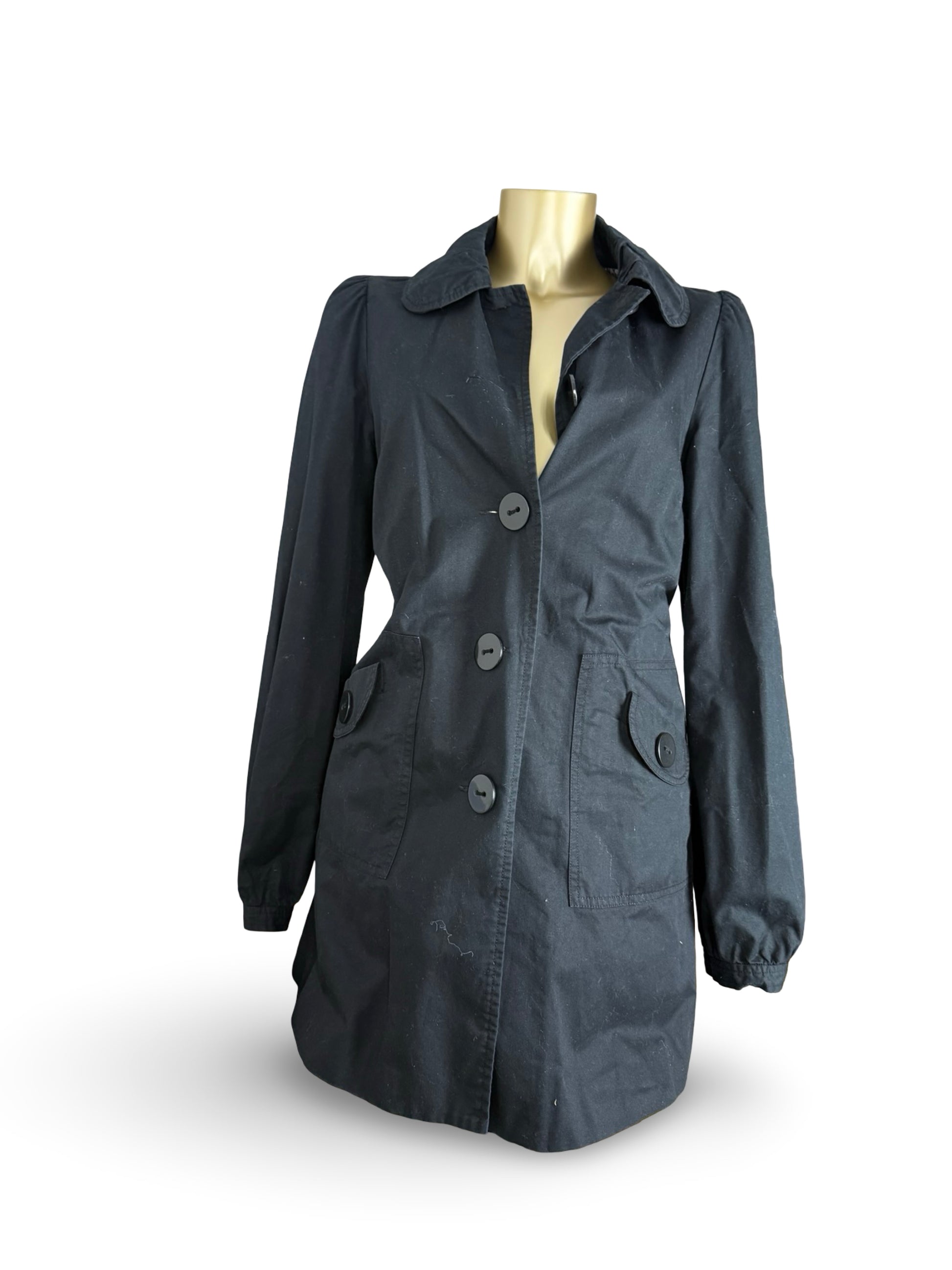 Black cotton trench jacket (M)