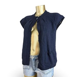 Navy wool short sleeves cardigan jumper (S/M)