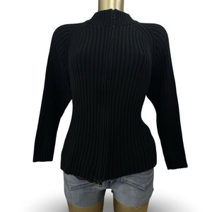 Black ribbed zip up jumper (XL)