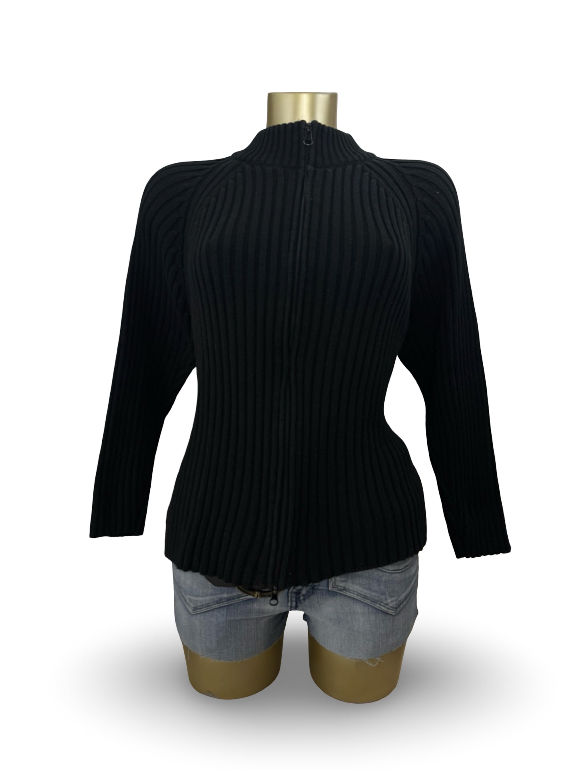 Black ribbed zip up jumper (XL)