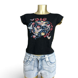 Black & panther cotton  tight fit logo tee (XS/S)