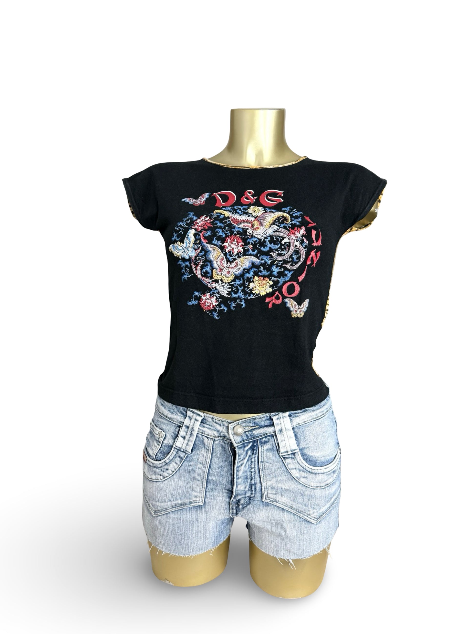 Black & panther cotton  tight fit logo tee (XS/S)