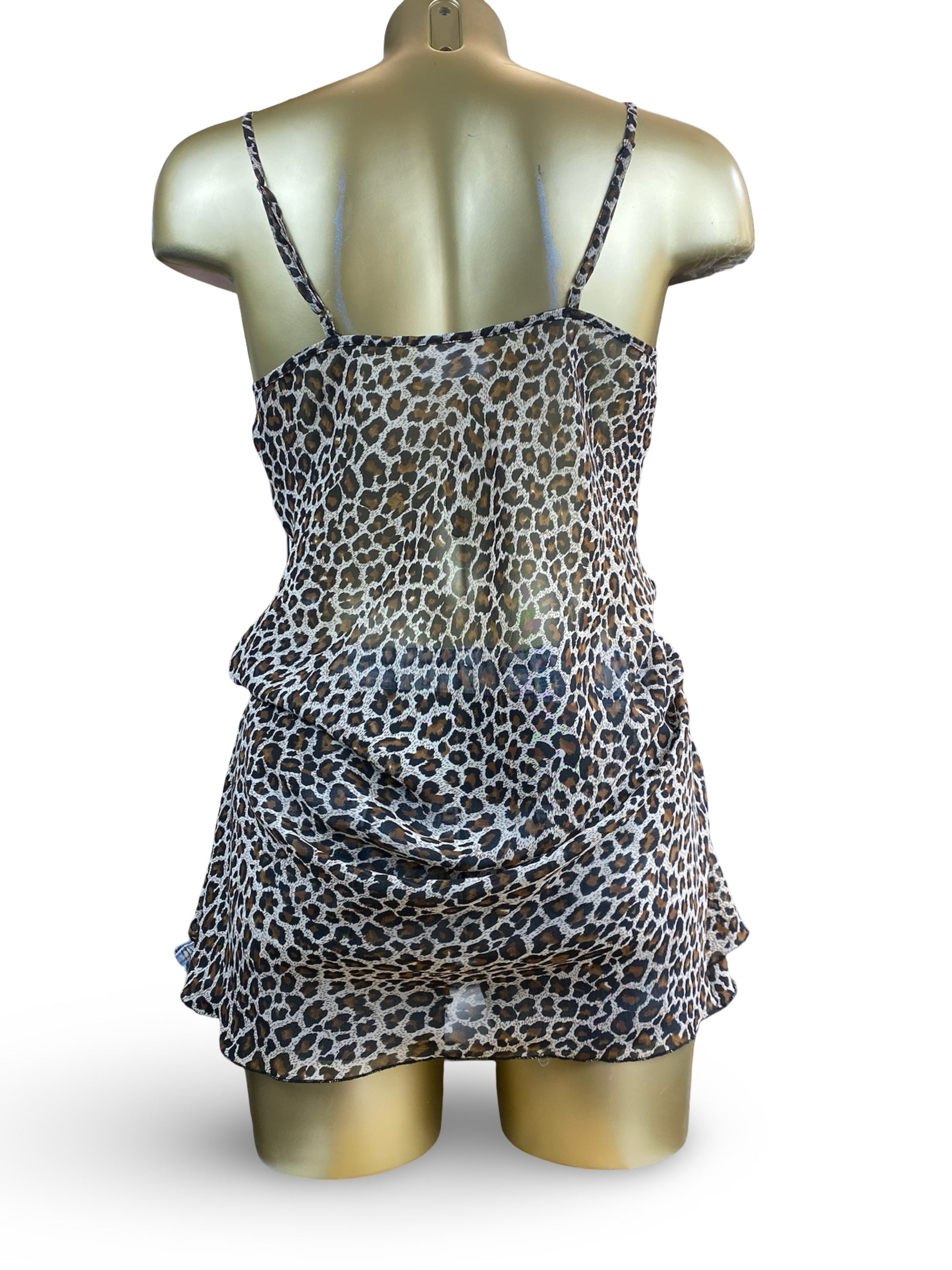 Beige panther mesh babydoll dress (S/M)