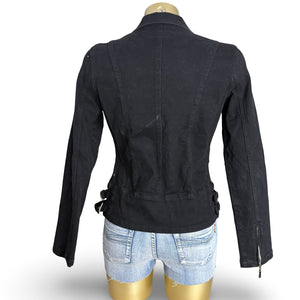 Black 100% cotton biker jacket (S)