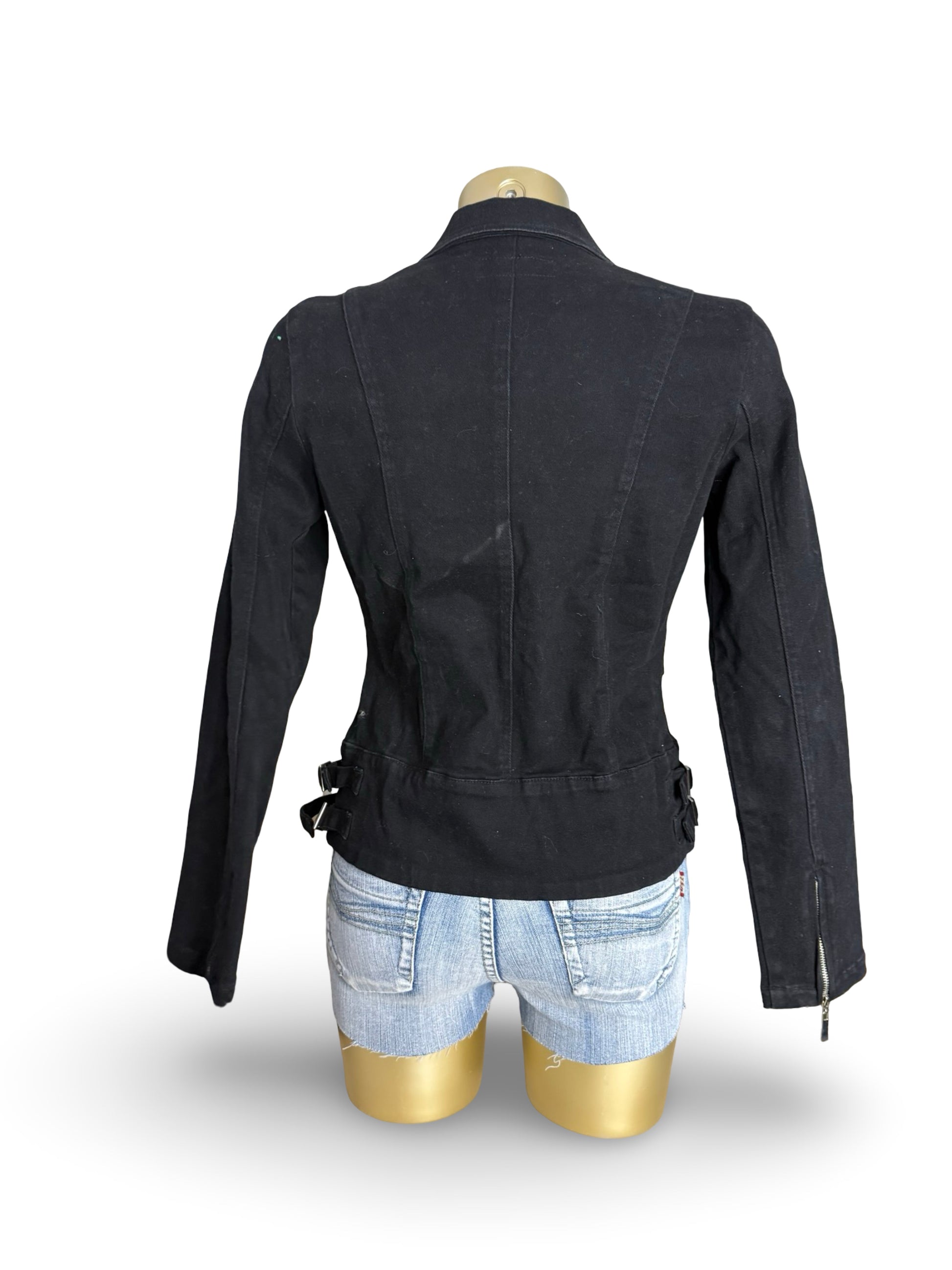 Black 100% cotton biker jacket (S)