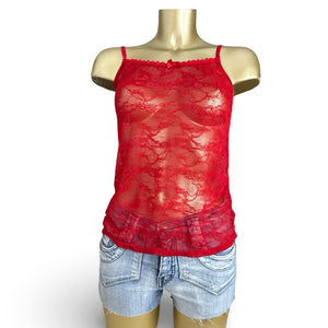 Red mesh tight fit cami top (M/L)