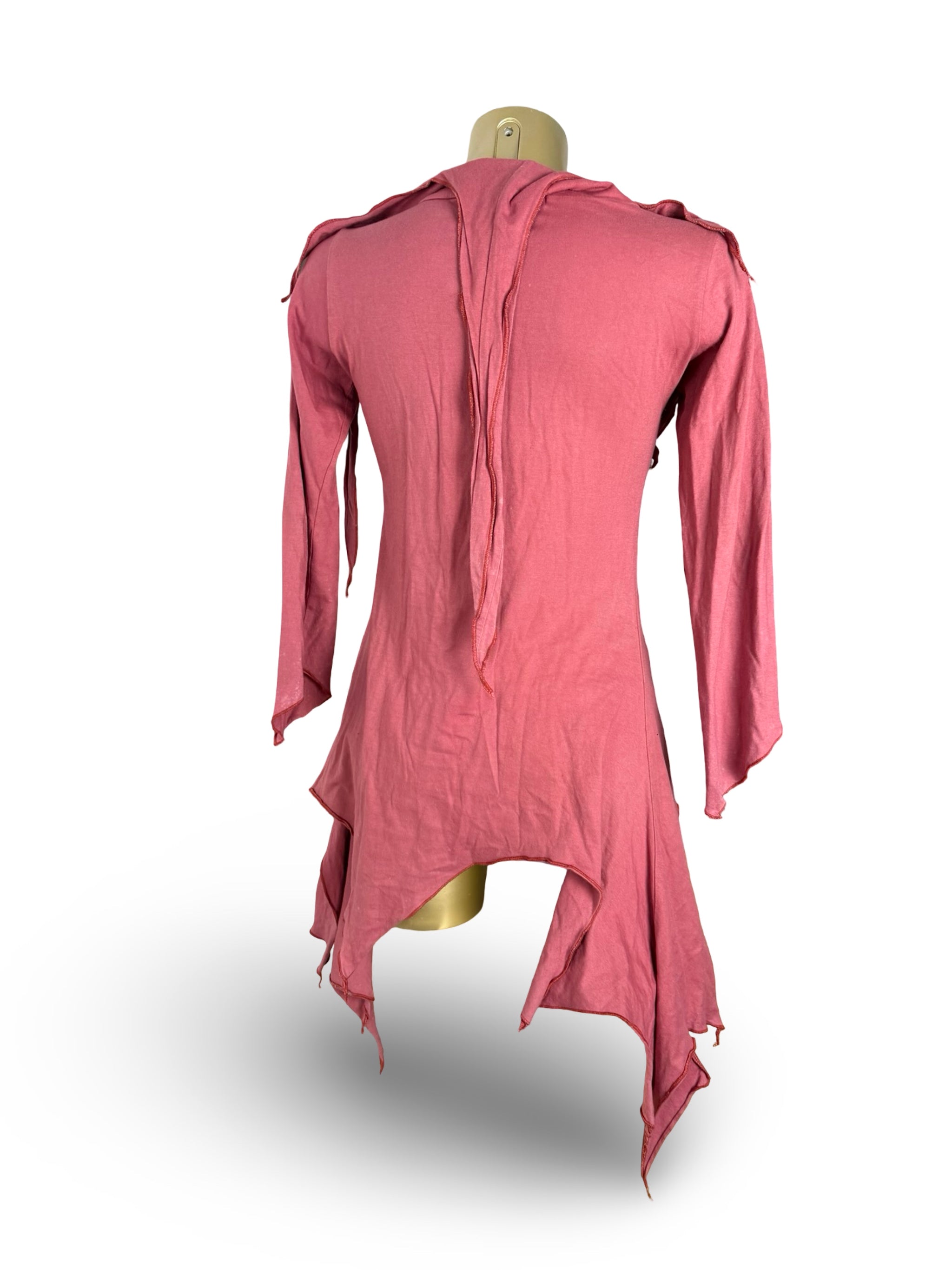 Pink asymmetric long sleeves top (S)