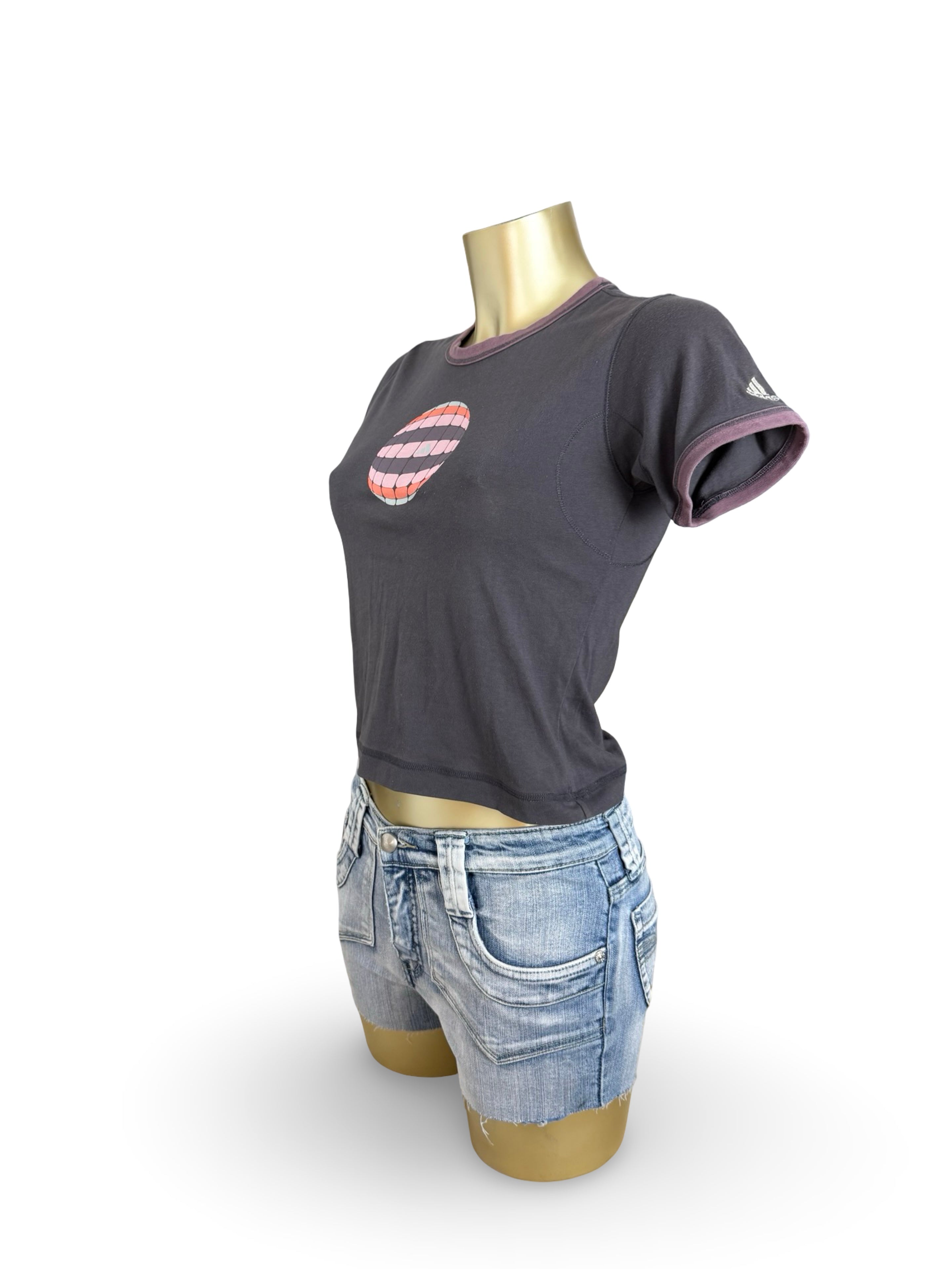 Purple & grey cotton logo activewear tee (S)