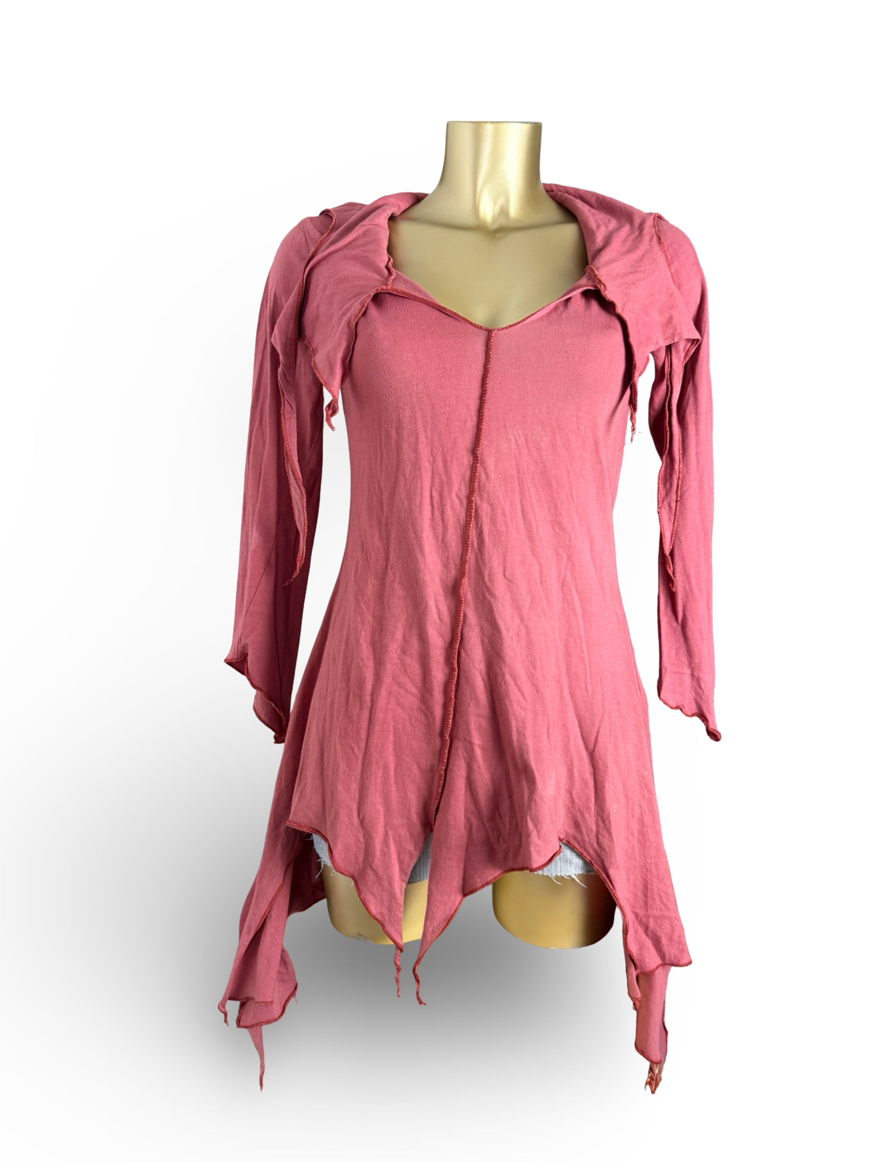 Pink asymmetric long sleeves top (S)