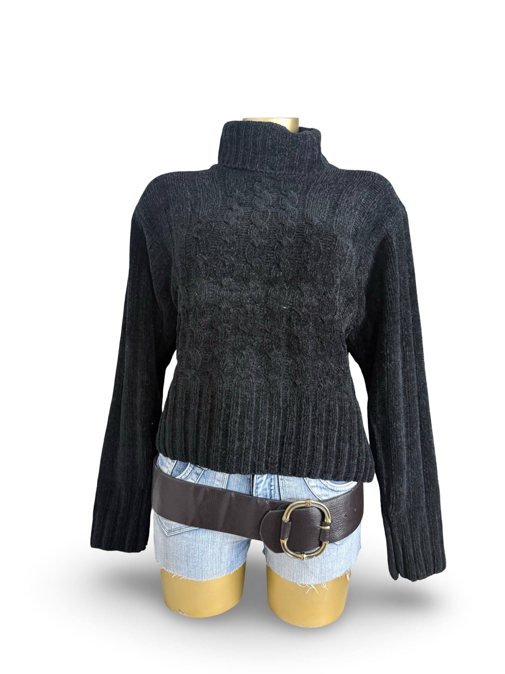 Black super soft turtleneck jumper (XL)
