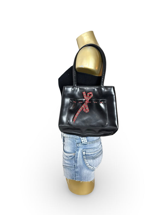 Black pvc leather mini handbag (22x23cm)