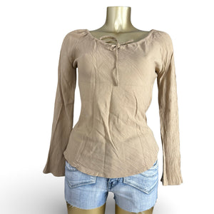 Beige flared long sleeves top (S)