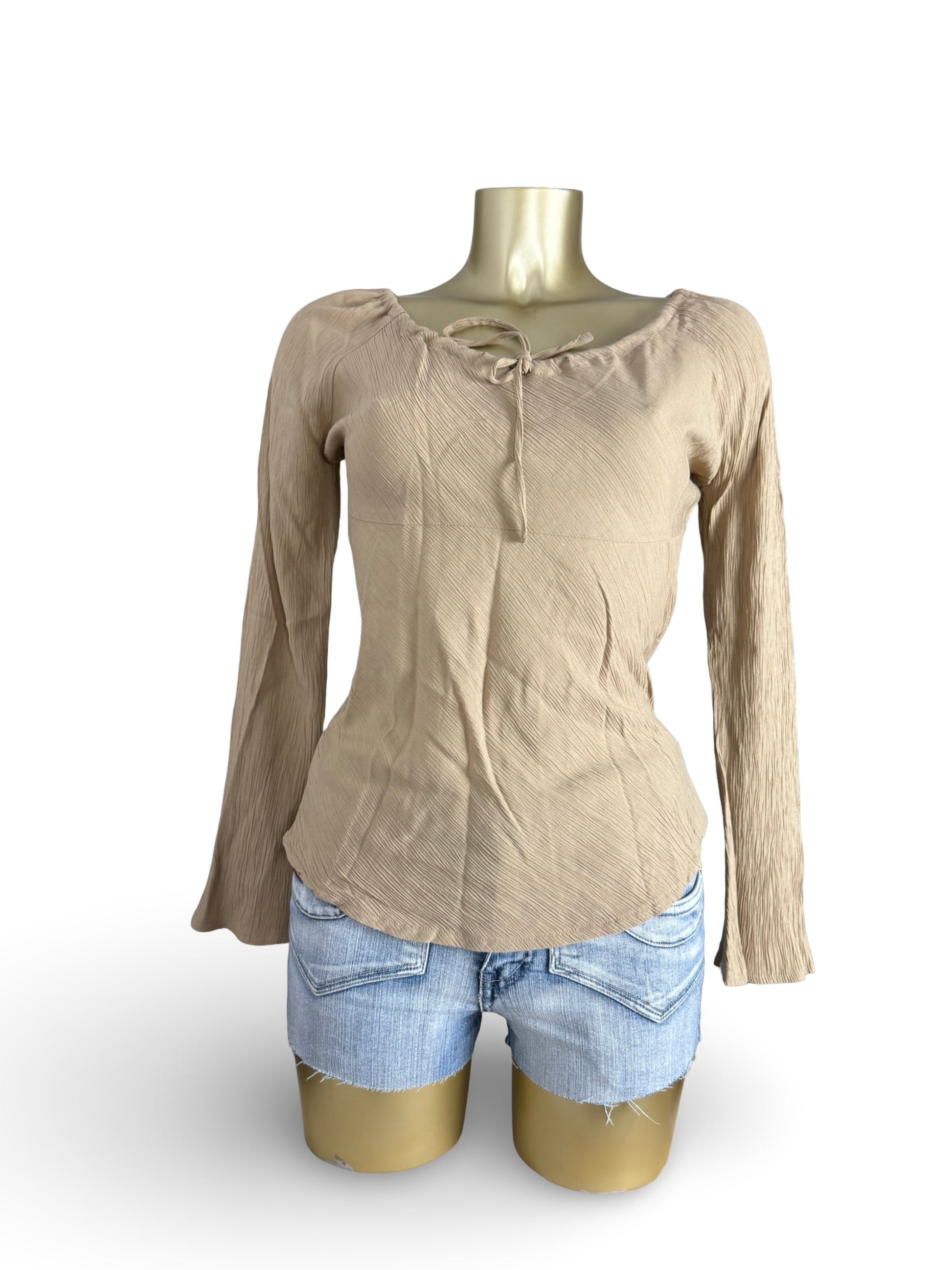 Beige flared long sleeves top (S)