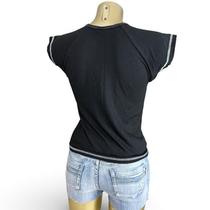 Black cotton zip up biker tee (S)