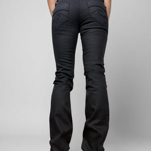 Black denim low rise straight legs pants (S)