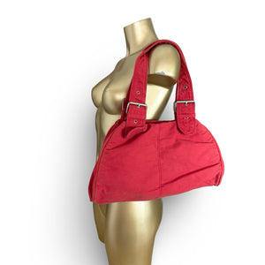 Red cotton buckle shoulder bag (35x22cm)