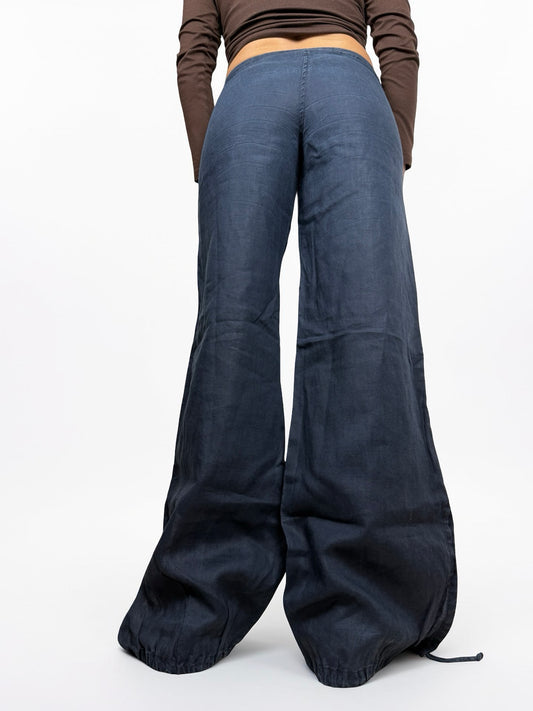 Navy low rise baggy pants (S)