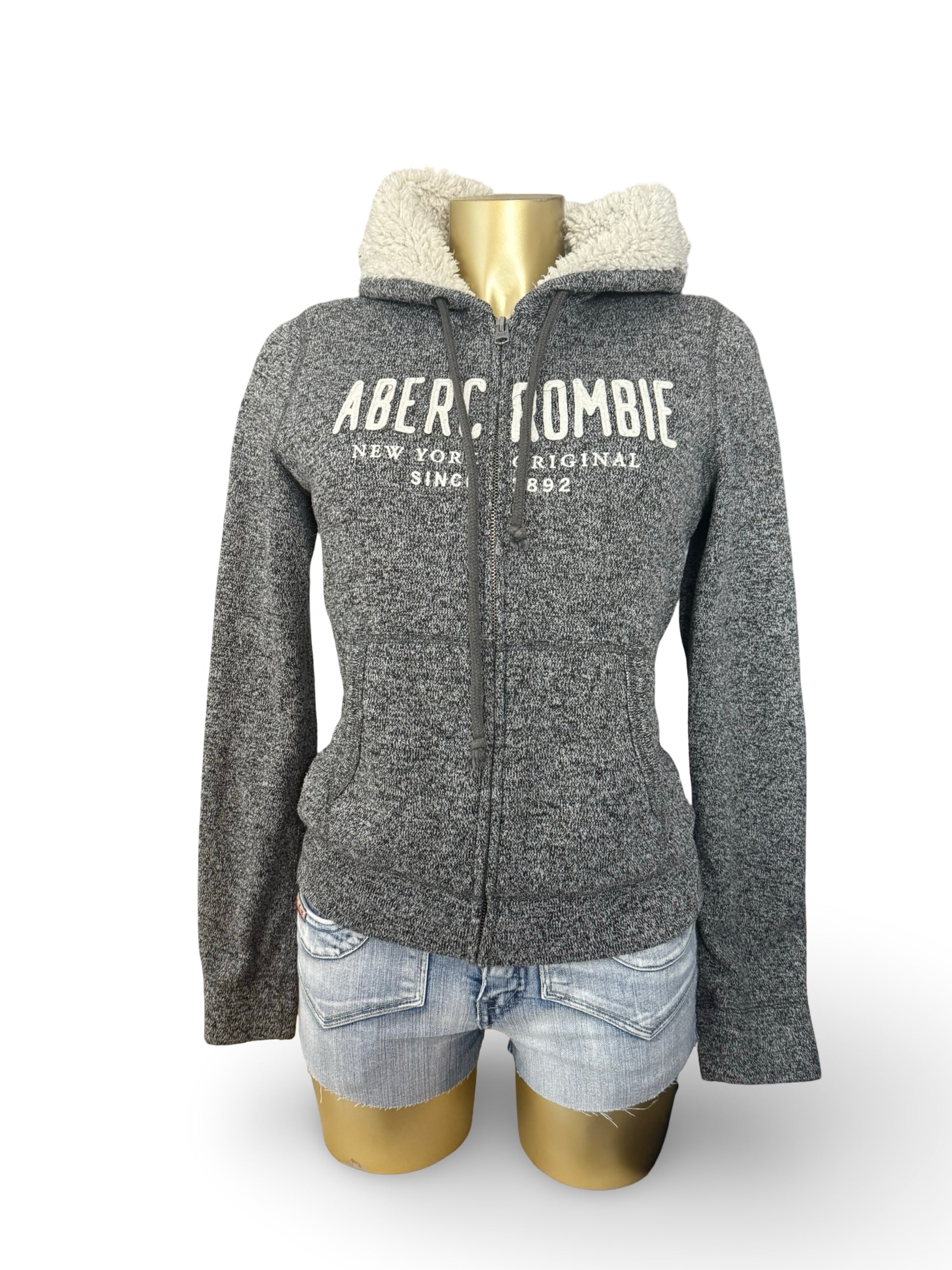 Grey inside fleece cotton hoodie (S)