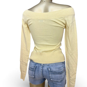 Yellow tight fit large neck jumper (XS/S)