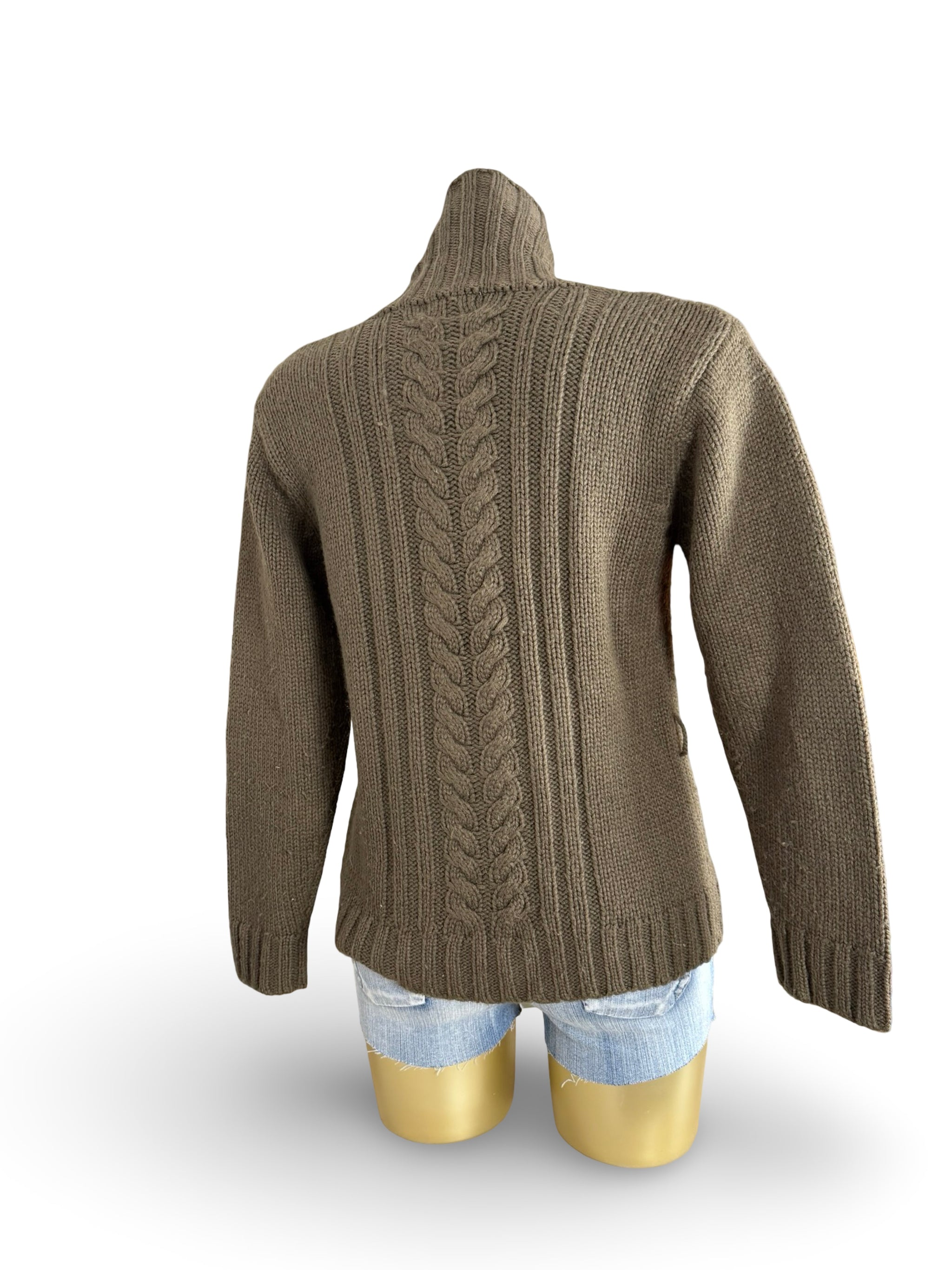 Brown buttons up cardigan wool jumper (S)