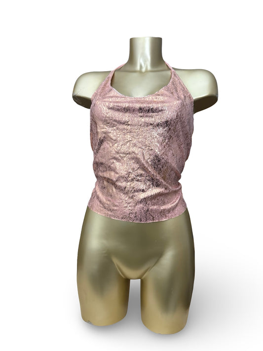 Baby pink shinning halter top (M)