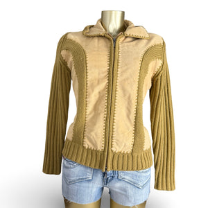 Beige bi fabric zip up biker jacket (M/L)