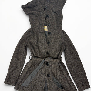 Beige oversized neck wool trench coat (S)