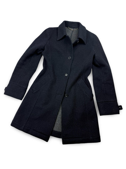 Navy wool tight fit trench coat (S)