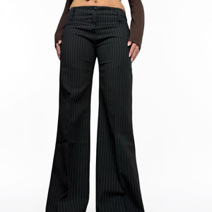 Black low rise office flare pants (S)