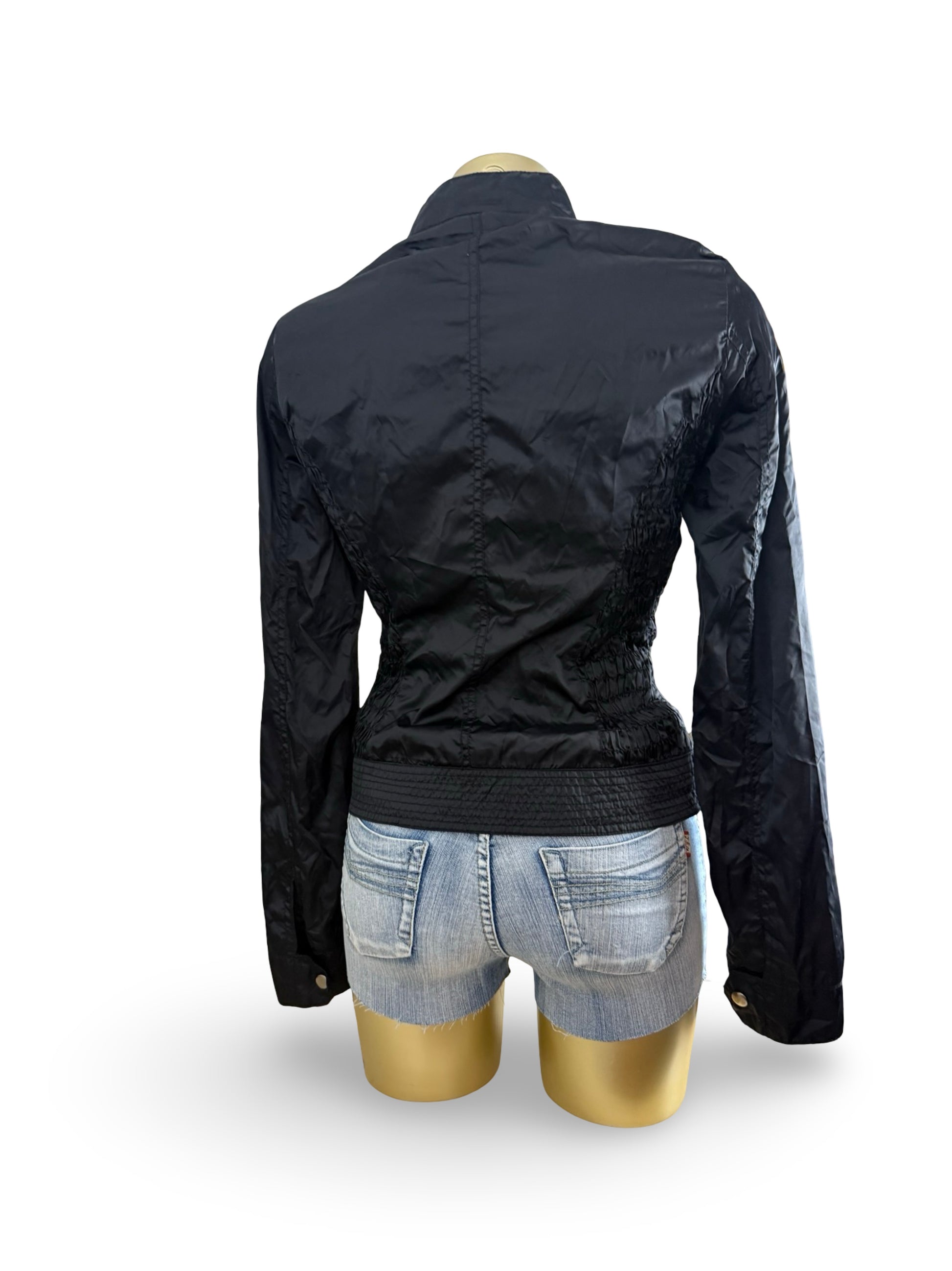 Black lightweight biker jacket with belt (M)