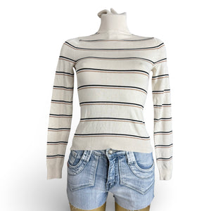 Beige striped turtleneck jumper (XS)