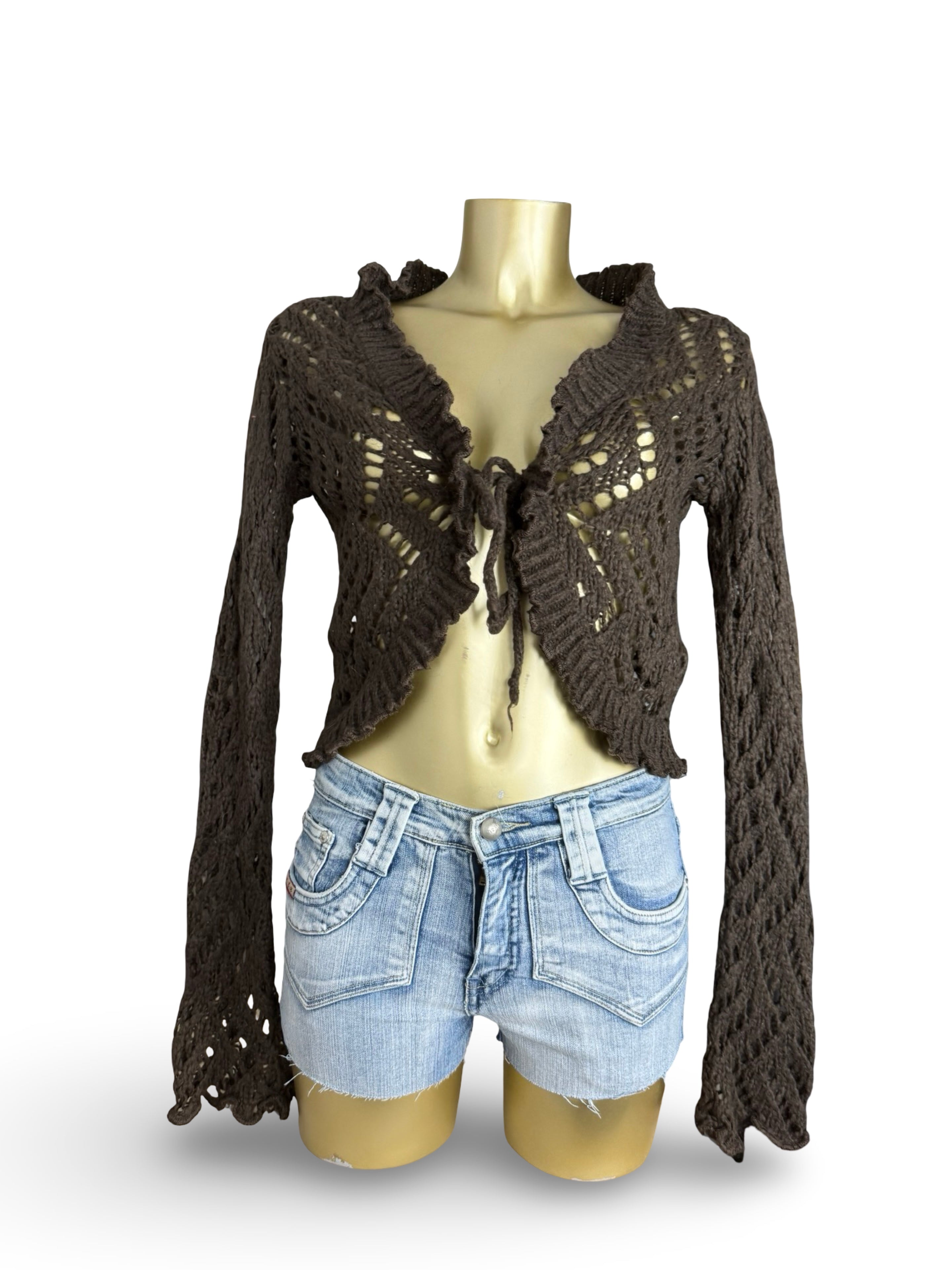 Brown crochet cardigan jumper (S/M)