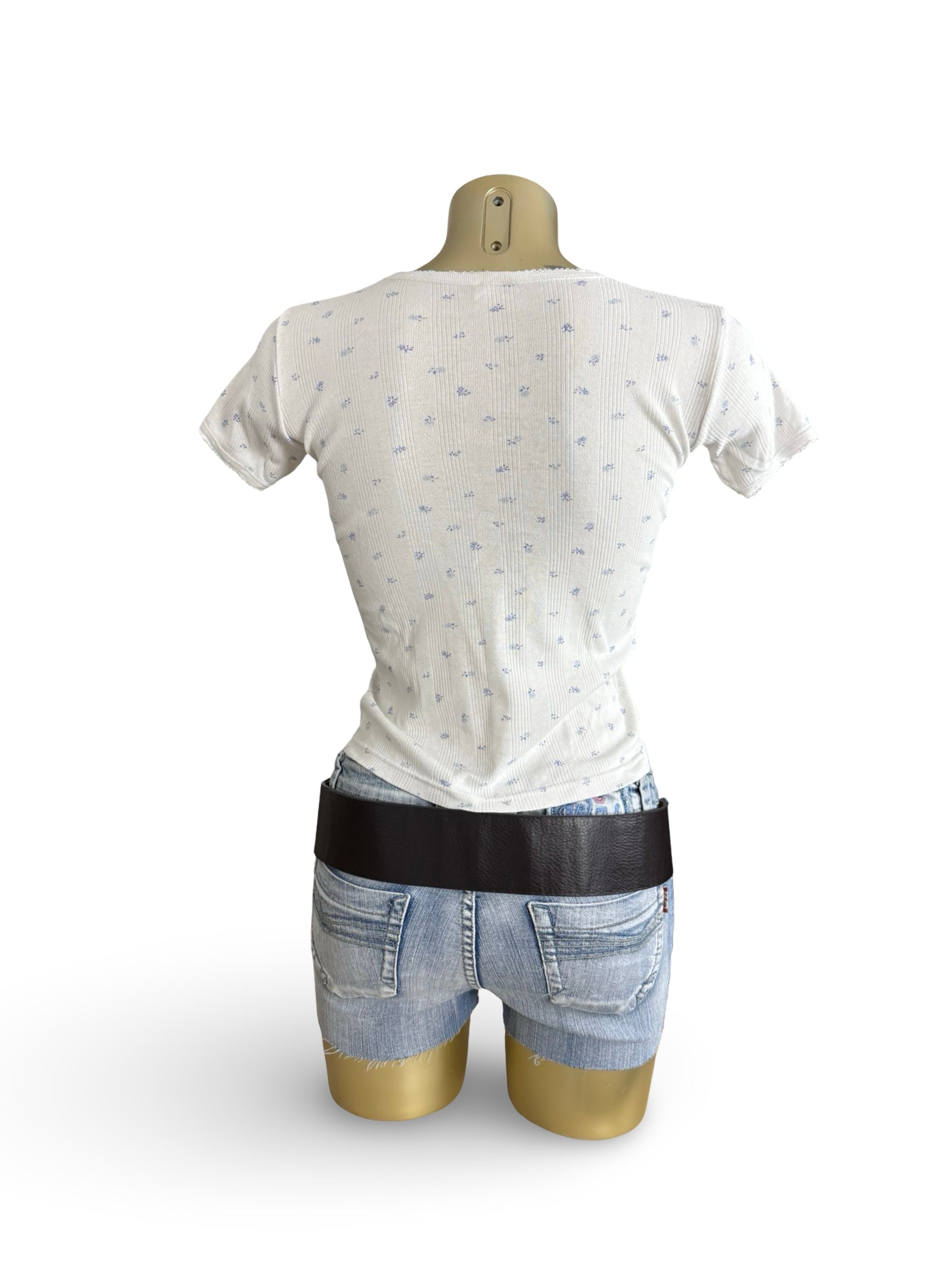 Pack of 2 white floral 100% cotton tee (XS/S)