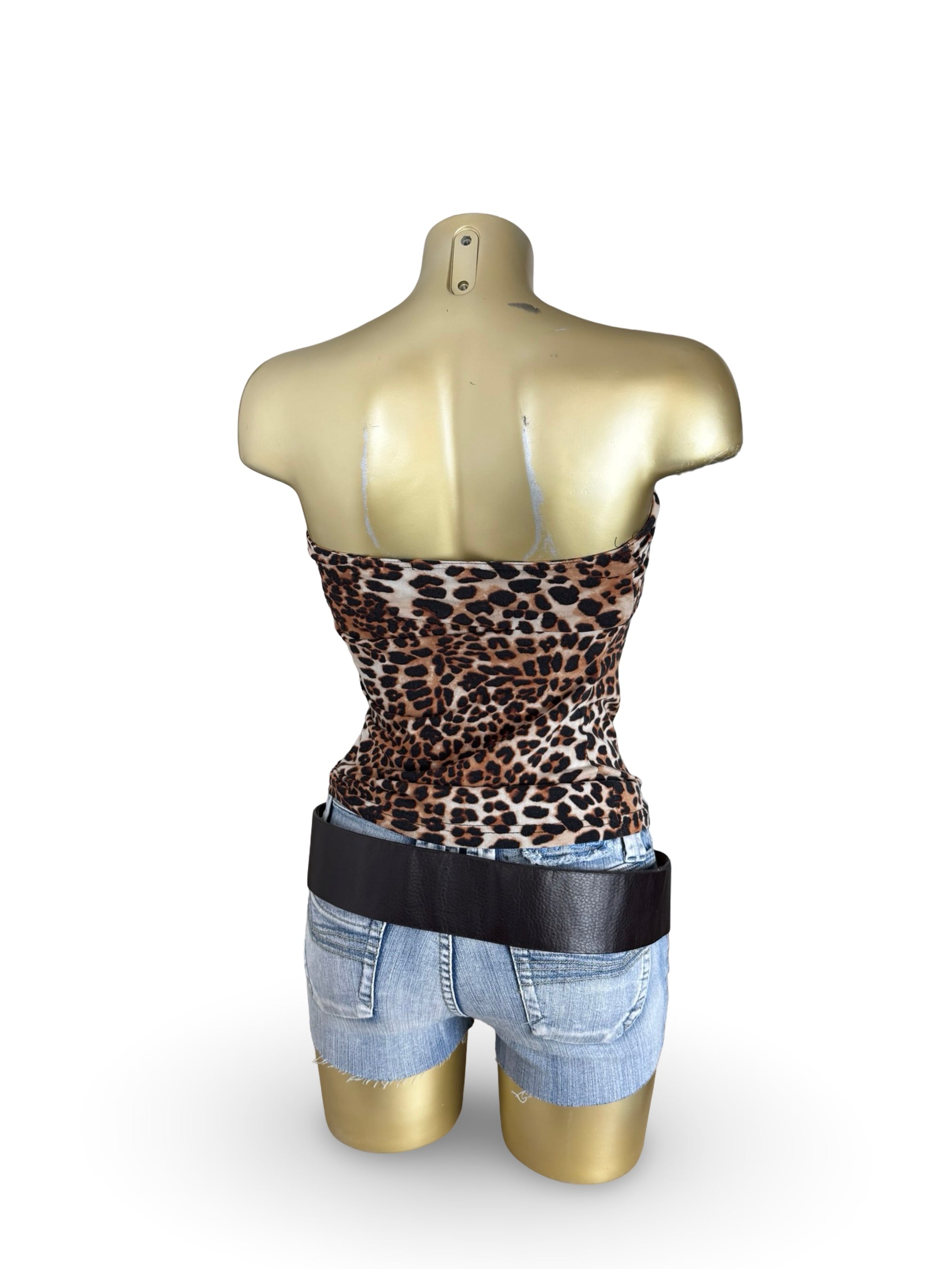 Beige panther print tube top (S)
