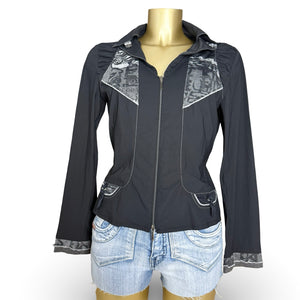 Black lightweight zip up office jacket (M)