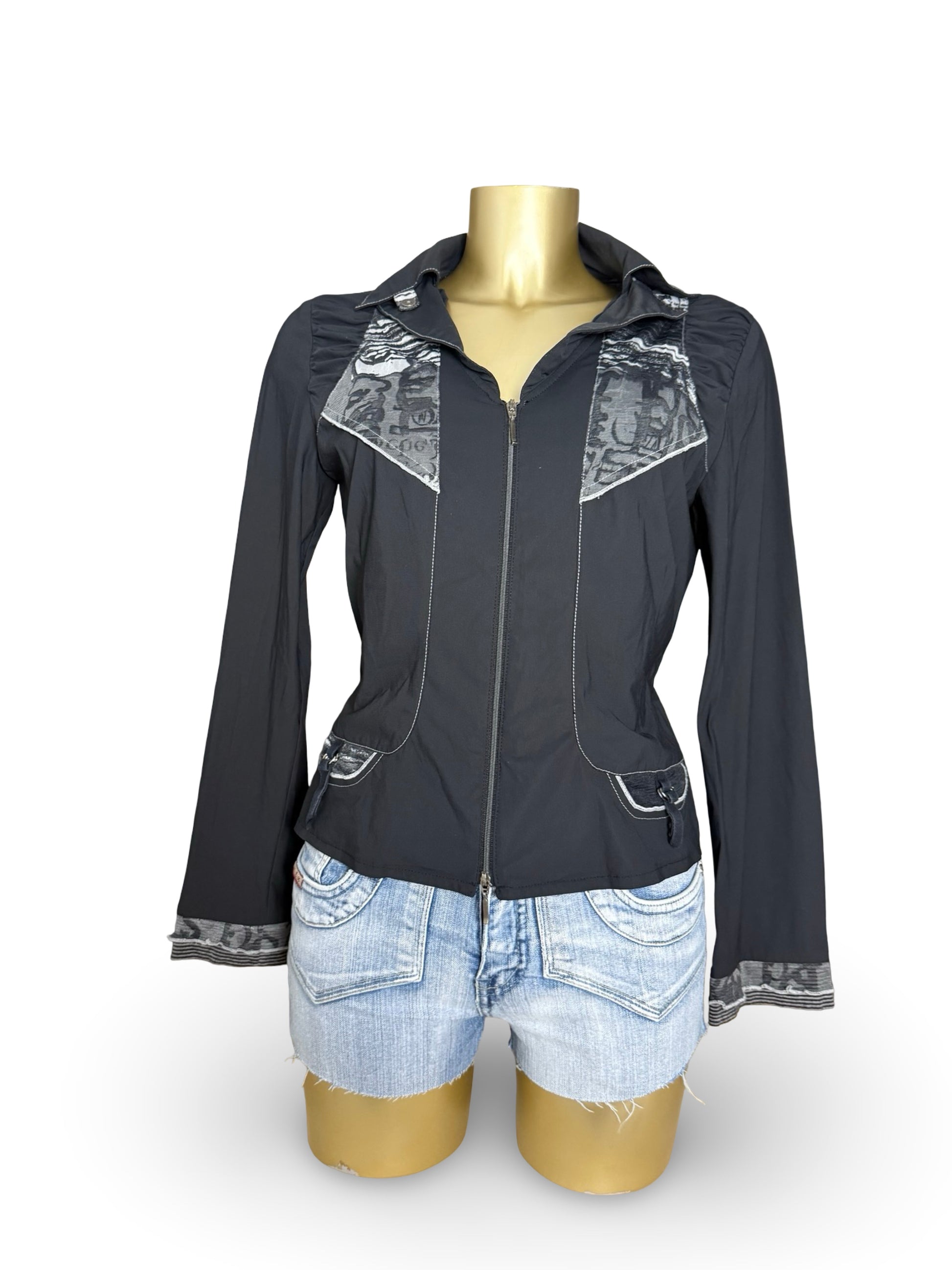 Black lightweight zip up office jacket (M)