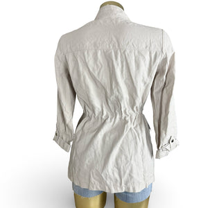 Beige zip up tie up trench jacket (XS)
