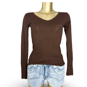 Brown sequins logo jumper (S/M)