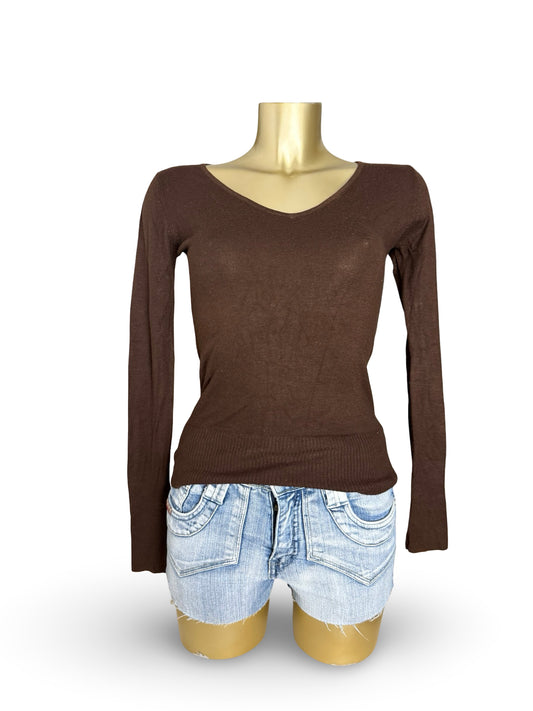 Brown sequins logo jumper (S/M)