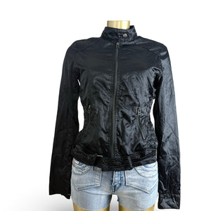 Black lightweight biker jacket with belt (M)