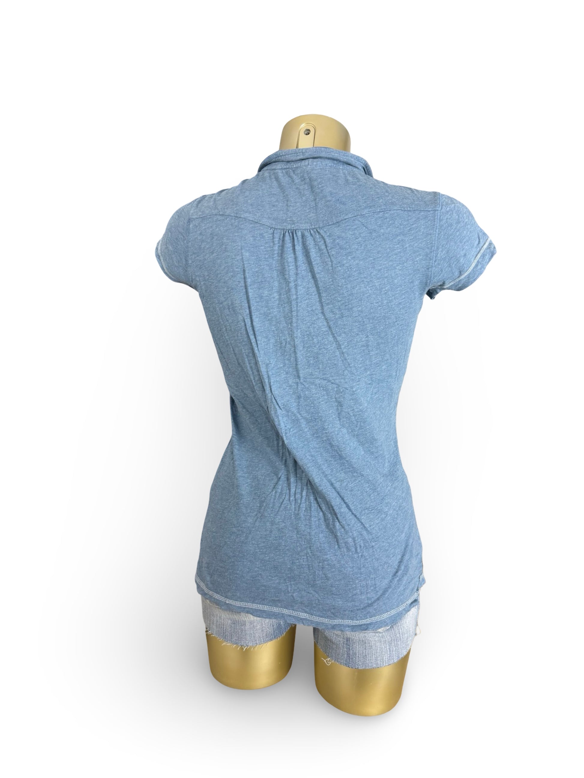 Blue cotton short sleeves shirt (S)