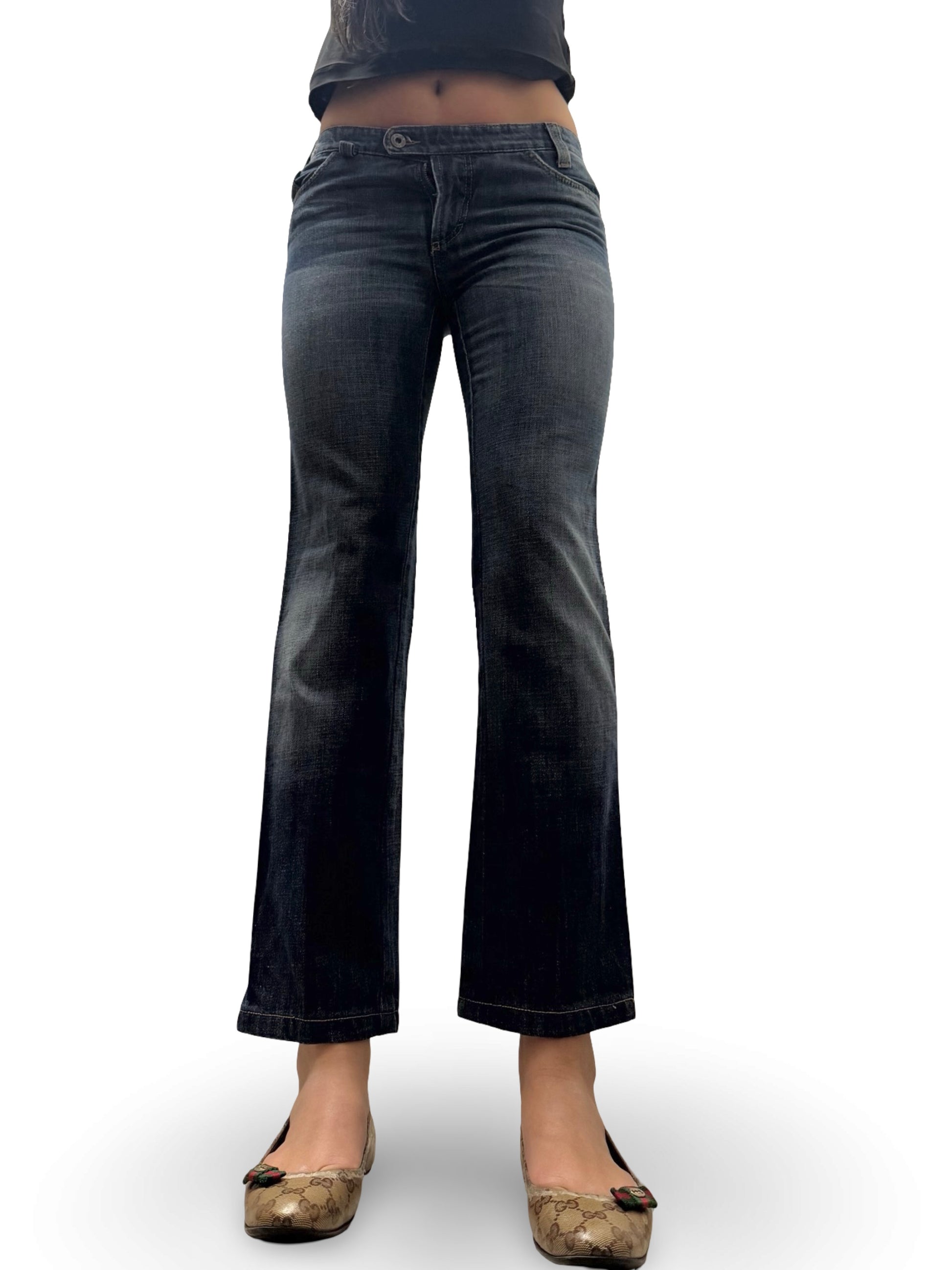 Blue denim low rise skinny pants (S)