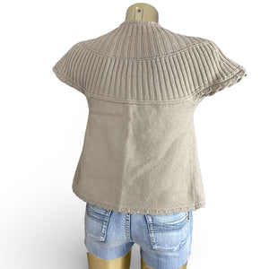Beige short sleeves cardigan jumper (S)