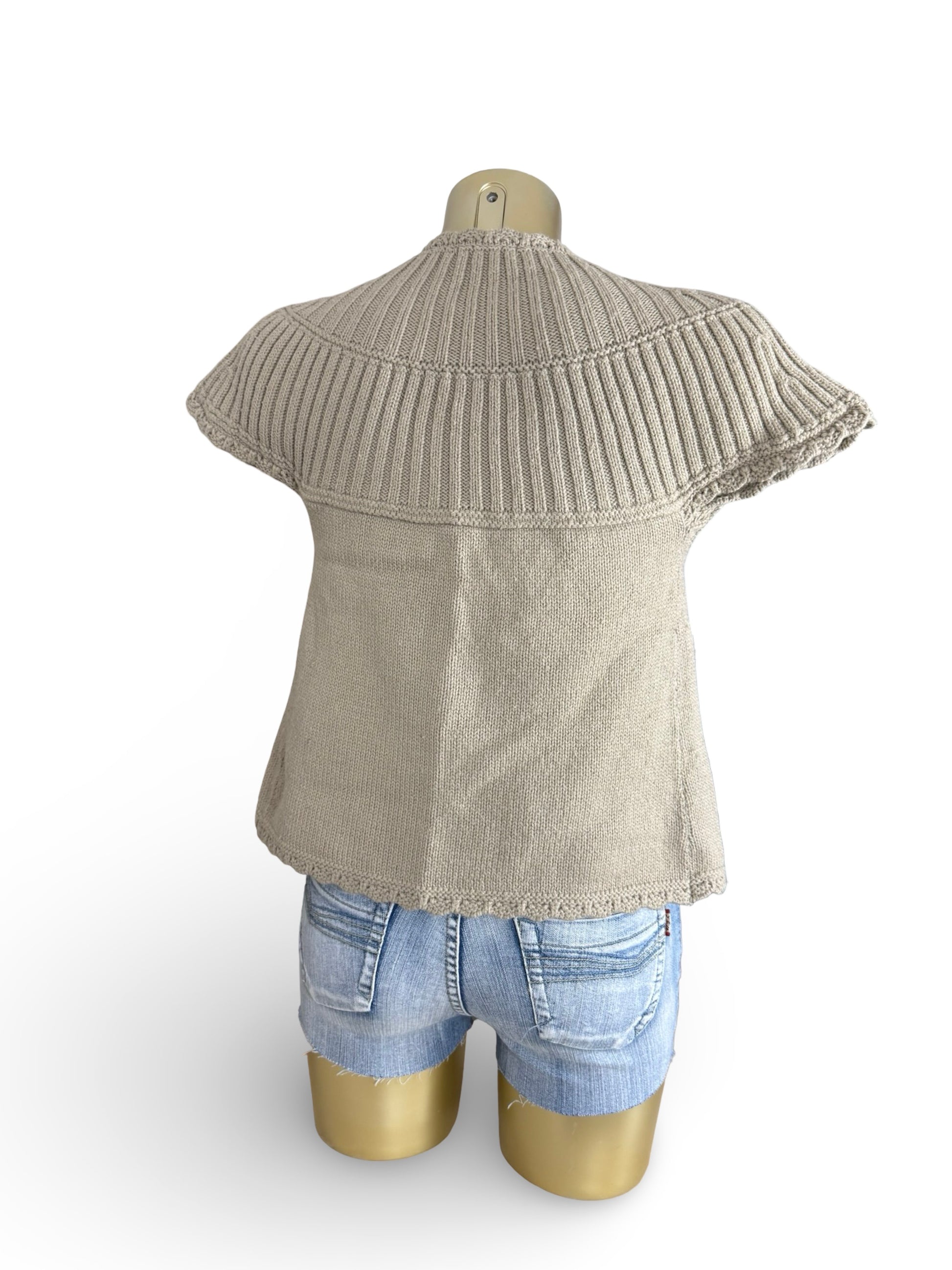 Beige short sleeves cardigan jumper (S)
