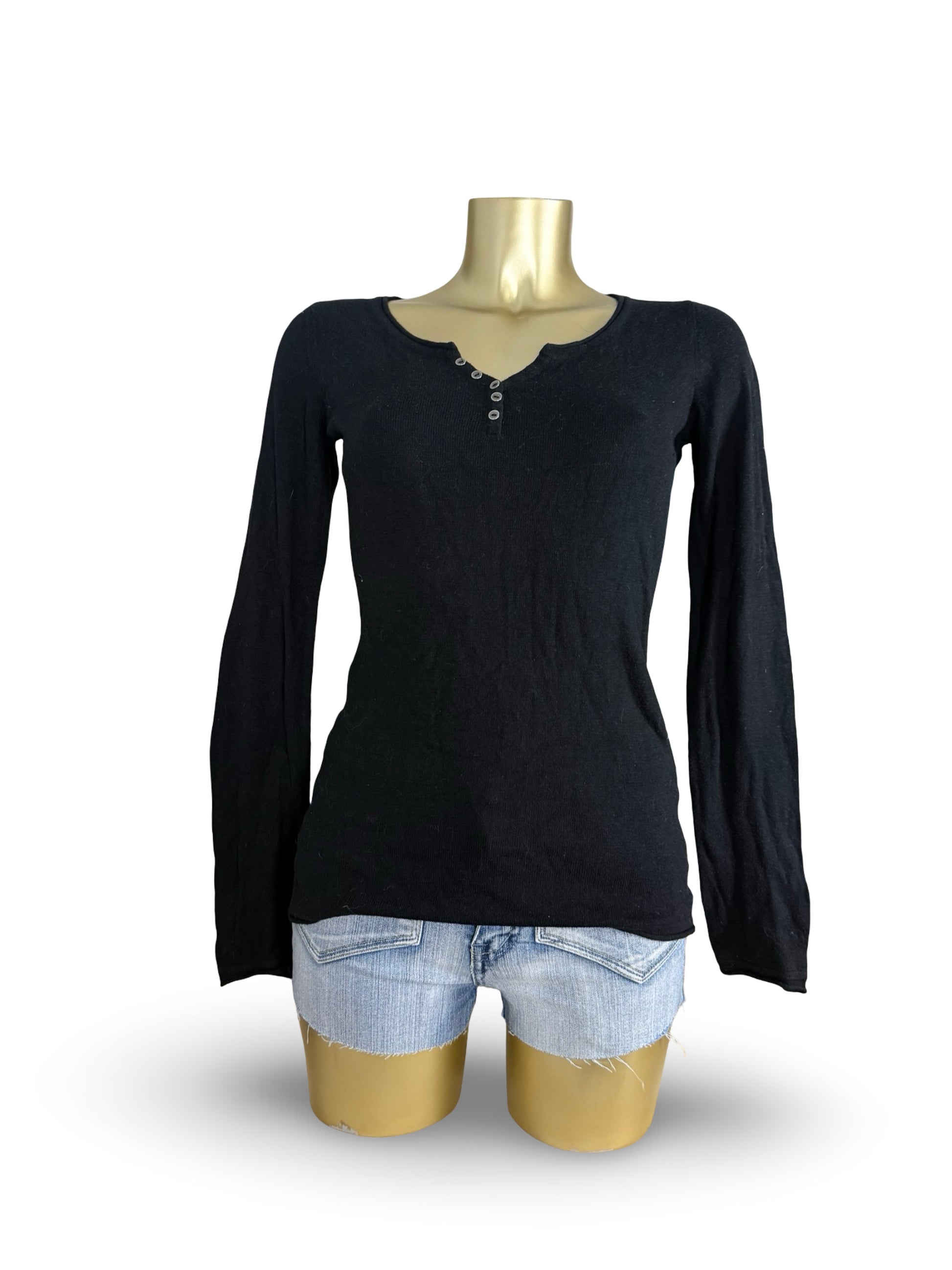 Black cotton polo neck jumper (S)