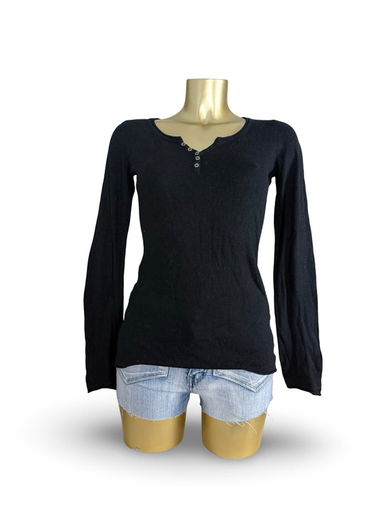 Black cotton polo neck jumper (S)