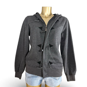 Grey cotton hooded tight fit jacket (M)