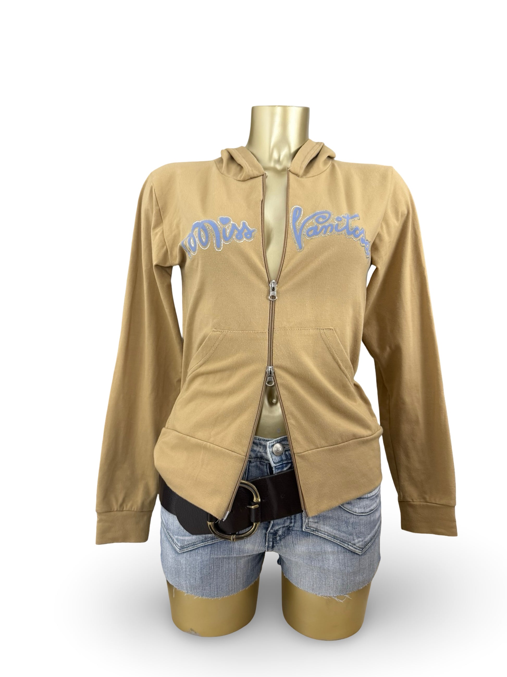 Beige logo zip up hoodie (M/L)