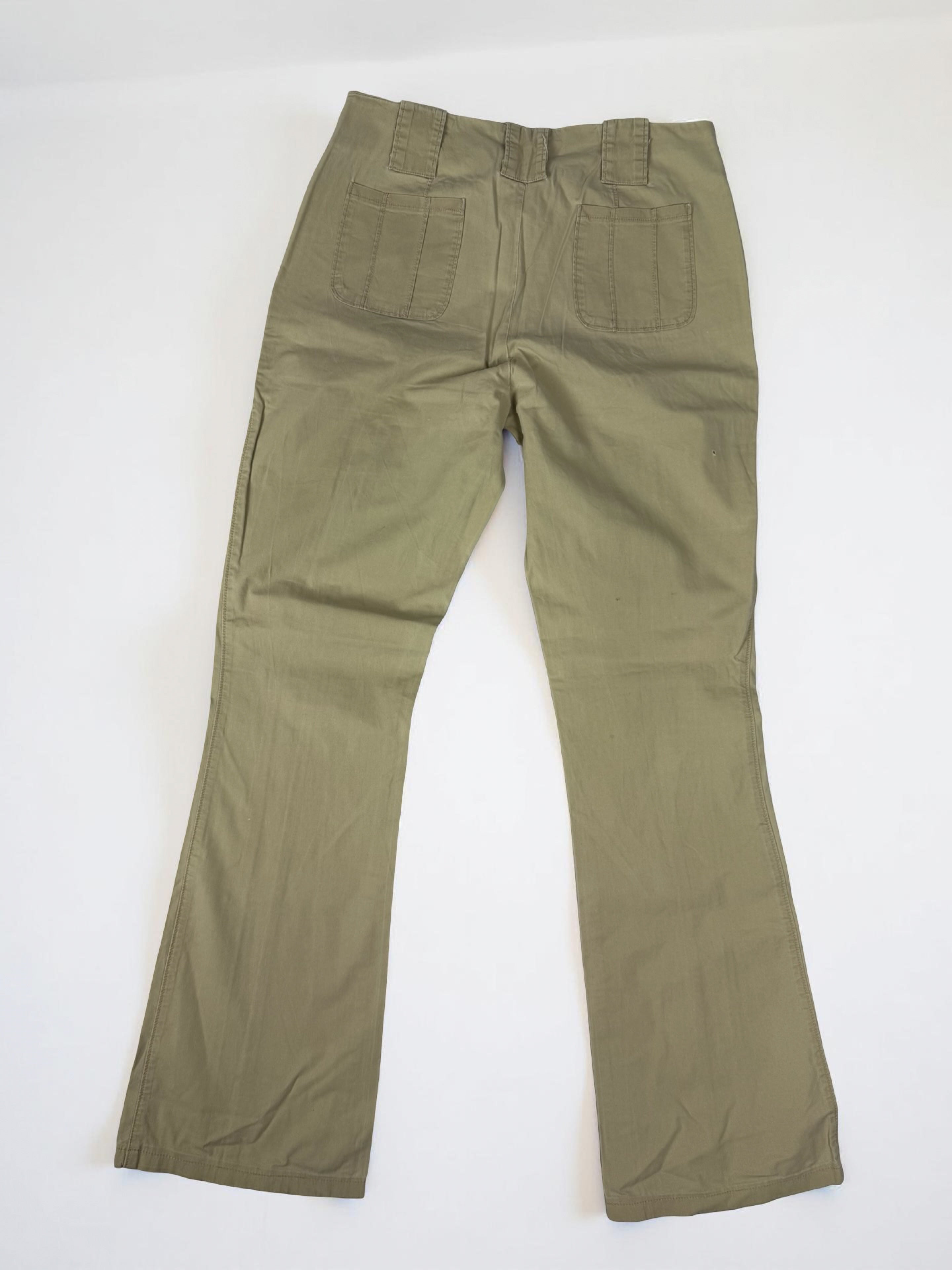 Beige cotton low rise bootcut flare pants (S)